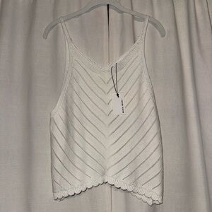 White Knit V-Neck Tank Top